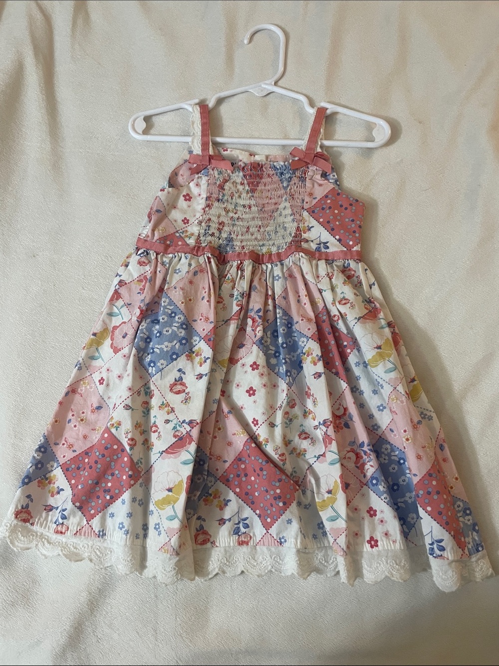 ⭐️Blueberi Boulevard Pink and Blue Patchwork Floral Sundress